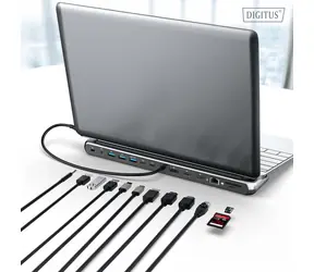 Digitus USB-C 8K / Dokovací stanice / 12 portů / 8K/30Hz / RJ45 / SD/microSD čtečka / USB-C PD