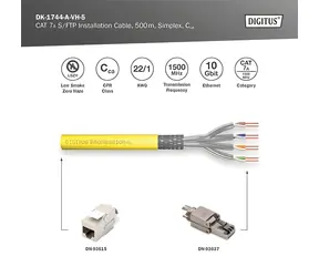 Digitus CAT 7A S-FTP / Instalační datový kabel / 500 m / Simplex / Cca