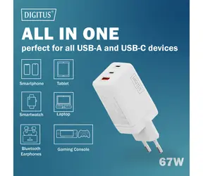 Digitus GaN 67W / Nabíjecí adaptér / 2x USB-C / 1x USB-A