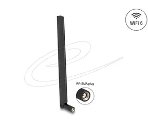 Delock WiFi 6 RP-SMA samec černá / Anténa / 3-6 dBi / Všesměrová / Otočný kloub