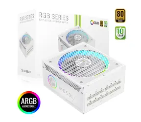 Gamemax RGB 1050G WH bílá / PC zdroj / ATX / 1050W / 80 Plus Gold / Plně modulární / RGB
