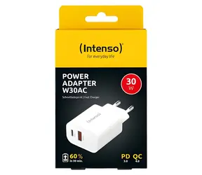 Intenso 30W bílá / Nabíječka / USB-C + USB-A / PD 3.0, QC 4.0 / 2x výstup