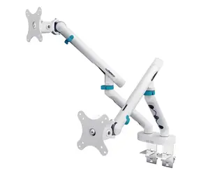 Digitus bílý / Držák pro dva monitory / mechanická pružina / VESA 75x75, 100x100 / do 35" / nosnost 10 kg