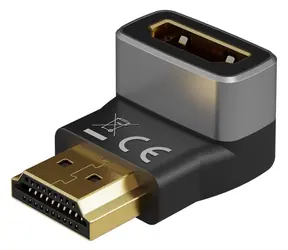 Goobay 72011 černá/stříbrná / HDMI adaptér / úhlový 270° / 8K/60Hz / pozlacený
