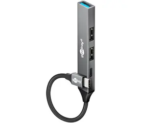 Goobay 74459 světle šedá / USB hub / USB-C / 4 porty / USB-A / 5 Gbit/s