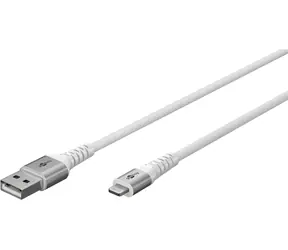 Goobay bílá / Datový kabel / USB-A - Lightning / textilní opletení / kovové konektory / 2 m