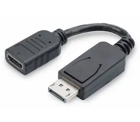 Digitus DP-HDMI A M/F černá / Redukce / DisplayPort - HDMI / 0,15 m / s blokováním