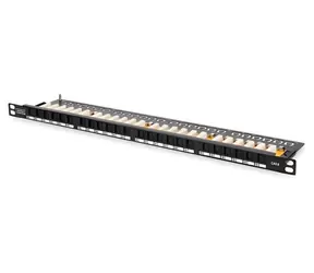 Digitus černá / Patch panel / CAT6 / 0,5U / 24x RJ45 / nestíněný / 19"