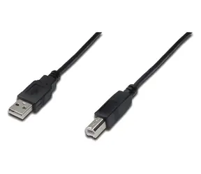 Digitus černá / Propojovací kabel USB 2.0 / Typ A - B (M/M) / 1 m