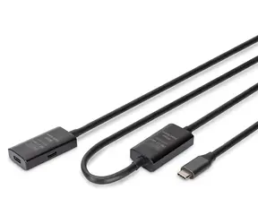 Digitus DA-73109 černá / Aktivní prodlužovací kabel USB-C / USB 3.2 Gen1 5 Gbit/s / 10 m