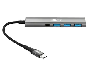 Goobay 76562 šedá / USB Hub / 4 porty / USB-C / 5 Gbit/s / Slim