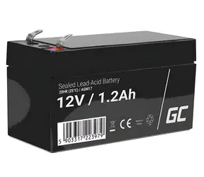 Green Cell AGM VRLA 12V 1.2Ah / Bezúdržbová baterie / olověná / pro alarmy, pokladny a hračky