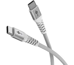 Goobay Supersoft bílá / Datový kabel USB-C / Textilní opletení / Kovové konektory / 2 m