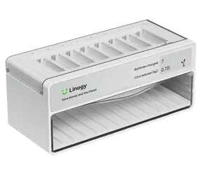 Linogy AA/AAA / Nabíječka baterií / 8 slotů / 40 úložných pozic / USB-C / E-Ink displej