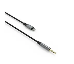 FIXED Link Space Gray / Audio kabel / Lightning - 3,5mm jack / opletený / 1,5 m