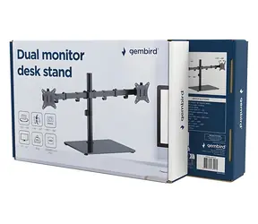 Gembird MS-D2ST-01 černá / Držák 2 monitorů na stůl / 17-32" / do 9 kg / naklápěcí, otočný