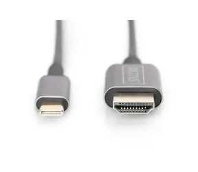 Digitus USB-C - HDMI adaptér černá / 1,8 m / 4K/30Hz / kovové tělo