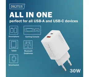 Digitus GaN 30W / Nabíječka / 1x USB-C / 1x USB-A