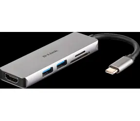 D-Link DUB-M530 stříbrná / USB-C hub / 5v1 / HDMI / 2x USB 3.0 / čtečka SD a microSD karet
