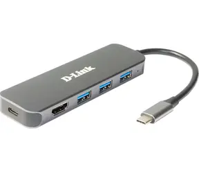 D-Link DUB-2333 šedá / USB-C hub / 5v1 / HDMI 4K 30Hz / PD 20V/3A / 3x USB-A 3.0