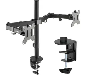 Maclean MC-884 černá / Stolní držák pro dva monitory / 17-32" / VESA 75x100 / nosnost 16 kg / náklápěcí