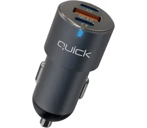 Quick QC-420 / Nabíječka do auta / 1x USB-A / 2x USB-C