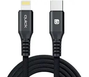 Quick USB-C - Lightning kabel černá / Kabel / 1,5 m / USB-C (M) / Lightning (M)