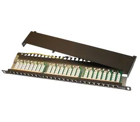 XtendLan Patch panel 19" / 0,5U / 24 portů RJ-45 / Cat6 / stíněný / černý