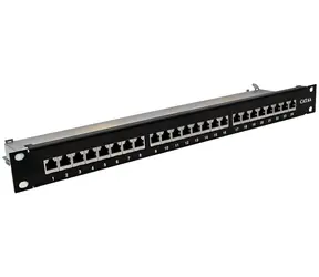 XtendLan černá / Patch panel / 19" / 24 portů / Cat6a / stíněný