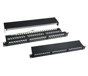 XtendLan černá / Patch panel / 19" / 24 portů / Cat6 / stíněný / vyvazovací úchyty