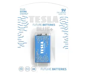 Tesla BLUE+ 9V / Baterie / Zinc Carbon / 6F22 / blistr / 1 ks