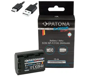 PATONA NP-FZ100 Platinum / Baterie pro foto Sony / 2600 mAh / Li-Ion / USB-C nabíjení