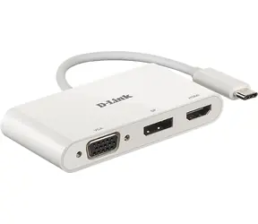 D-Link DUB-V310 bílá / USB-C adaptér / 3v1 HDMI + VGA + DisplayPort / 4K 30 Hz