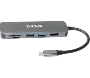 D-Link DUB-2327 černá / USB-C hub / 6v1 / HDMI / čtečka karet / PD