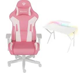 Genesis Nitro 710 + Holm 320 RGB růžovo-bílá / Herní křeslo a stůl / 120×60 cm