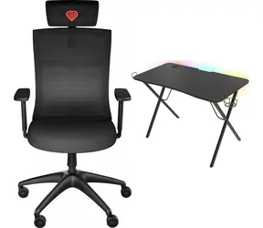 Genesis Astat 200 G2 + Holm 200 RGB černá / Herní křeslo a stůl / 113×60 cm