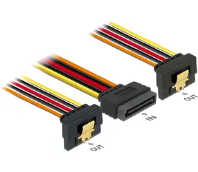 Delock 60145 / Napájecí kabel / SATA 15pin (M) - 2x SATA 15pin (F) / 0,15 m