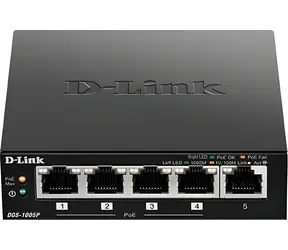 D-Link DGS-1005P / Switch / 5-port 10/100/1000 Mbps / 4x PoE+ / PoE budget 100 W