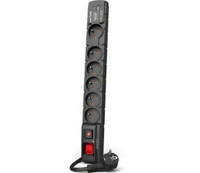Acar W2437 3m kabel černá / 6 zásuvek / přepěťová ochrana