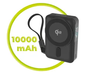 Mobile Origin PB19 černá / Powerbanka / 10 000 mAh / Qi2 15W / USB-C kabel / TFT displej