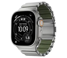 Nomad Stratos Band přírodní titan/zelená / Řemínek / Pro Apple Watch 45/46/49mm / Titan a FKM
