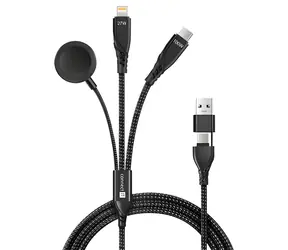 Connect IT Wirez 6in1 černá / Nabíjecí a datový kabel / USB-C / Lightning / pro hodinky / 1,25 m / 100 W