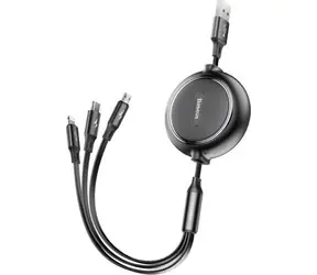 Baseus 3v1 černá / Kabel USB-A / USB-C, microUSB, Lightning / 1,2 m