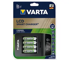 Varta LCD Smart Charger+ / Nabíječka baterií / 100-240V / 4x AA a AAA / vč. 4x AA 2100 mAh