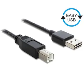 DeLock EASY-USB 2.0 A > B černá / USB kabel / Oboustranný konektor Easy-USB / 2 m