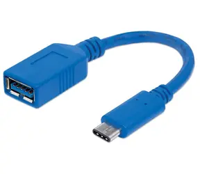 Manhattan USB-C - USB-A modrý / Kabel / USB 3.2 Gen 1 / 5 Gbit/s / 0,15 m