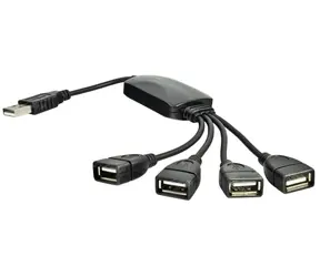 Akyga USB Hub černá / USB hub / 4 porty / USB 2.0 / kabel 15 cm