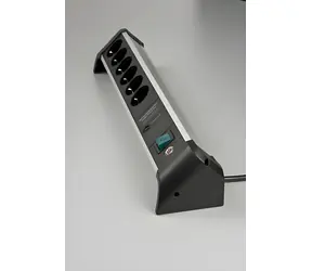 Brennenstuhl Alu-Office-Line černá/hliník / Přepěťová ochrana / 6 zásuvek / 3 m kabel / 60 000 A