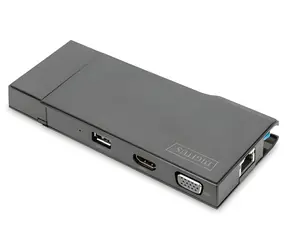 Digitus DA-70894 / Cestovní dokovací stanice / USB-C / HDMI / VGA / RJ-45 / čtečka karet SD/microSD