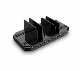 Lindy 120W černá/šedá / USB nabíjecí stanice / 8x USB-A + 2x USB-C / QC 3.0 / Samsung AFC